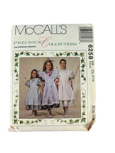 McCalls 6258 Uncut Girls Dress 6 7 8 Pinafore Headband Petticoat Sewing Pattern - Picture 1 of 6