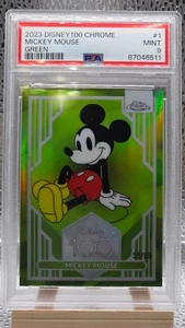 2023 Topps Chrome Disney 100 Mickey Mouse #1 Green Refractor PSA 9 /99 - Picture 1 of 2