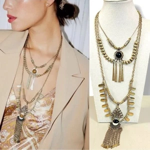 Collar Free People Bring It Home en capas dorado negro declaración bruja bohemia - Imagen 1 de 14