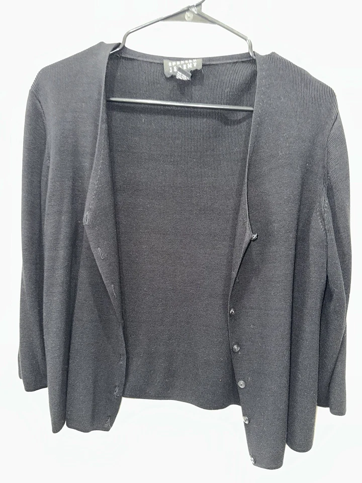 Spenser Jeremy Women’s Cardigan 70% Silk 30% Viscose black 3/4 Sleeve - Image 1 of 4