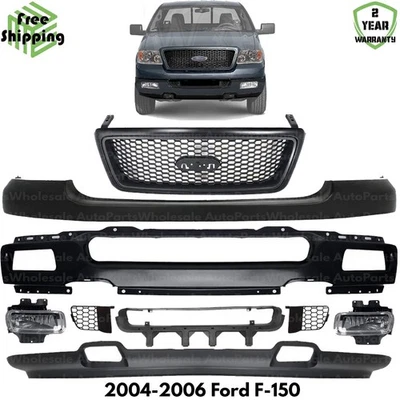 Front Bumper Face Bar Paintable & Grille Assembly Kit For 2004-2006 Ford F-150 Foto 1 de 4