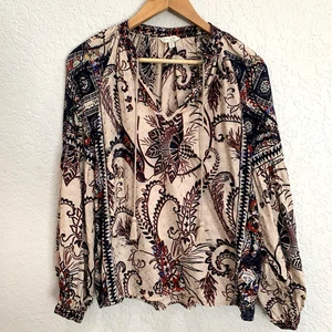 Lucky Brand Popover Top Bluse Gr. M mit Quasten neu leicht - Bild 1 von 10
