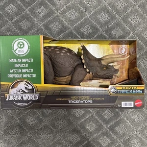 Jurassic World Triceratops Dinosaur Toy, Habitat Defender Authentic Figure 14in - Picture 1 of 6