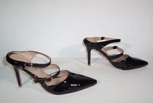 schöne hinten offene Lack Sling Pumps, High Heels , Farbe Schwarz, Größe 43 - Bild 1 von 6