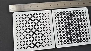 2 pezzi stencil marca motivo geometrico aerografo texture vernice corpo alto dettaglio - Foto 1 di 3