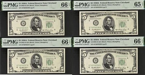 1950A $5 Federal Reserve Note PMG 66EPQ 4-consecutive gem uncirculated Fr 1962-D - Picture 1 of 11