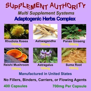 Rhodiola Ashwagandha Panax Ginseng Reishi Hongo Astrágalo Suma Raíz ~ ¡NUEVO! - Imagen 1 de 1
