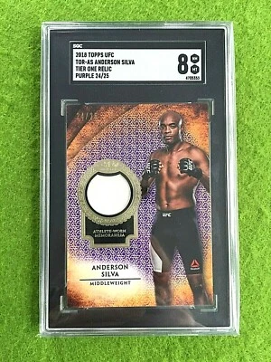 ANDERSON SILVA UFC RELIC CARD # 24/25 SGC 8 POP 1/1 SSP 2018 Topps MAKE AN OFFER - Image 1 of 4