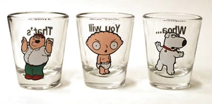 Family Guy Peter, Stewie & Brian Griffin Shot Glass Set di 3 - Foto 1 di 2