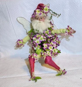 Mark Roberts Spring Fairy Elf Cabbage Rose Poseable Decoration 10 Inches With Fl - Picture 1 of 9