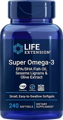 Aceite de pescado Life Extension Super Omega-3 Plus EPA/DHA, lignanos de sésamo, oliva 240 SG Foto 1 de 2
