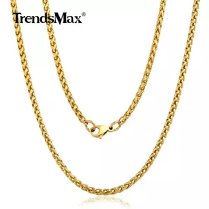 3mm 18inch Yellow Gold Plated Wheat Link Choker Necklace Women's Gift - Picture 1 of 3