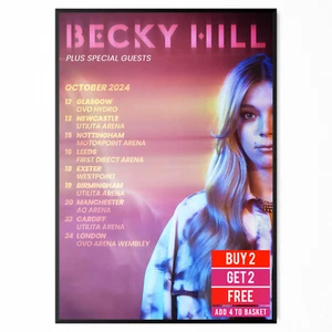 Becky Hill Concert Poster October UK Tour 2024 For Becky Hill Fans A5 A4 A3 - Picture 1 of 10