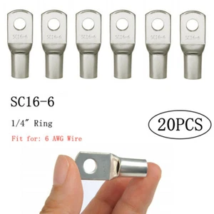 20Pcs Wire Ring Terminals Copper 6 AWG 1/4" Gauge Connectors Car Audio Terminals - Picture 1 of 7