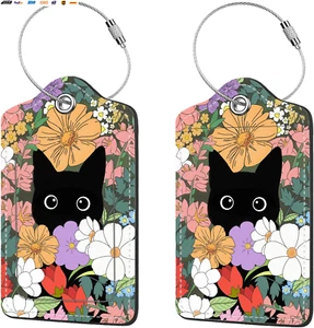 2 Pcs Luggage Tags for Suitcases, PU Leather Cruise Ship Luggage Tags with Priva - Picture 1 of 5