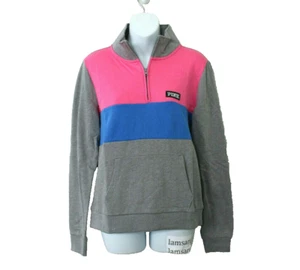 Victoria's Secret PINK Perfect Quarter Zip Pullover Sweatshirt grau Gr. M - Bild 1 von 5