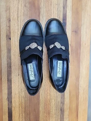 Zapatos de vestir Brighton para mujer de día sin cordones de tela de cuero talla 9,5 negros Foto 1 de 4