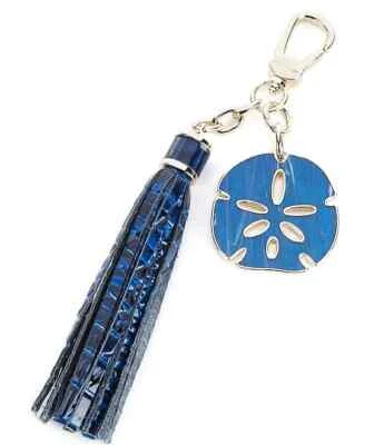 LLAVERO BRAHMIN SAND DOLLAR RESINA ZAFIRO/DORADO CUERO BORLA COLGANTE NUEVO CON ETIQUETAS Foto 1 de 4