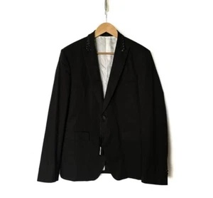 Just Cavalli Men's 2 Button Blazer Jacket Size 50 Black Weaved Collar Detail - Picture 1 of 9