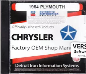 1964 Plymouth Cars Factory Shop Service Repair Manual on CD-ROM - Picture 1 of 1