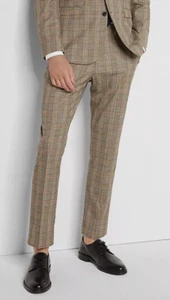NUEVO PANTALÓN DE VESTIR TRAJE DE FRANELA A CUADROS AJUSTADO EXPRESS TALLA 30x30 30 - Imagen 1 de 10