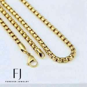 Men's 24" Stainless-Steel 6mm Round Box Chain Unisex Gold plated*Box - Picture 1 of 4