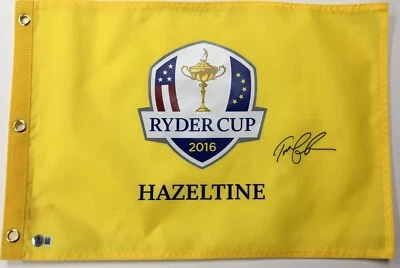Tom Lehman 2016 Ryder Cup Hazeltine Firmado Pin Bandera Beckett BR77383 Foto 1 de 4