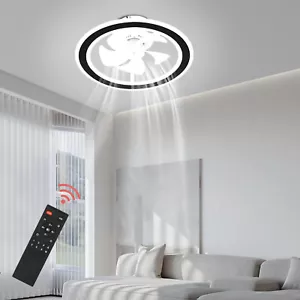 Modern Ceiling Fan Light LED Dimmable Flush Mount Lamp Fan APP & Remote Control - Picture 1 of 14