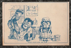 Victorian Stock Card Anthropomorphic Wife Eyes Husband Touching Woman's Ankle - Bild 1 von 2