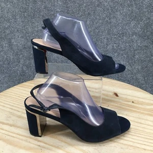 Alfani Heels Womens 11 M Florraa Slingback Blue Leather Ankle Strap Casual Block - Picture 1 of 16