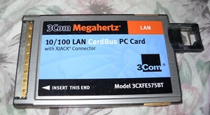 3Com Megahertz 10-100 LAN CardBus PC Card 3CXFE575BT 10/100 with XJACK Connector - Picture 1 of 6