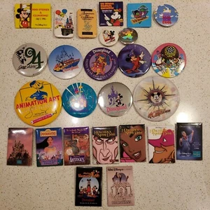 Vtg Disney Buttons Lot of 27 Movie Poster Art Pins Princess Advertising WDW 90s - Picture 1 of 12