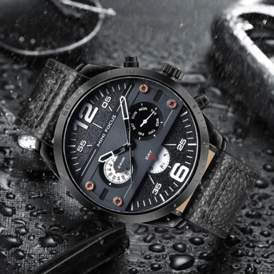 MINI FOCUS Reloj Hombre Multifunción Relojes de Negocios Cuero Genuino Reloj de Pulsera Foto 1 de 4