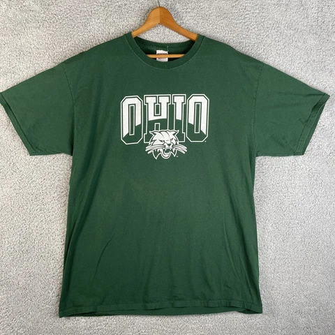 Jerzees Ohio University Bobcats T-Shirt Green Mens XL Cover