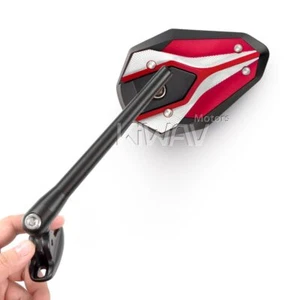 KiWAV ViperII Red Sport Bike Mirrors Black Base for MV AGUSTA F4 - Picture 1 of 9