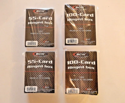 LOTE DE 4 BCW: DOS 55 unidades + DOS 100 cuentas Caja/estuches de tarjetas deportivas de plástico con bisagras Foto 1 de 4