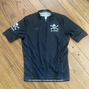 St. Pauli FC Futbol Soccer Club Milltag Cycling Jersey Black Shirt Womens Medium - Picture 1 of 5