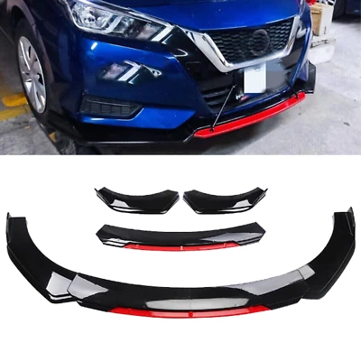Front Bumper Lip Splitter Lower Spoiler For Nissan Versa Glossy Black Body Kit - Изображение 1 из 4