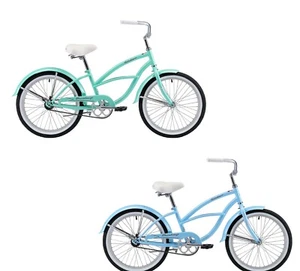 20" Girl's Beach Cruiser Bike Single Speed COASTER BRAKE Baby Blue or Mint Green - Picture 1 of 5