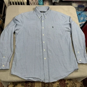 Ralph Lauren Shirt Mens XL Blue Check Plaid Button Down Long Sleeve Pony Logo - Picture 1 of 9