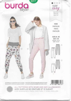 B296 BURDA 6317: PANTS SIZE 8-20 SEWING PATTERN - Image 1 of 2