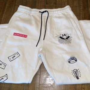 Monopoly Sweatpants Size Large Men’s Cream With Pockets - Picture 1 of 8