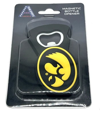 Iowa Hawkeyes PVC Magnet Bottle Opener NCAA Team Sports America - Image 1 of 3