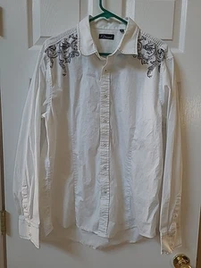 7 Diamonds Men's XXL Shirt Button Up White Long Sleeve Cowboy Western Decorative - Picture 1 of 6