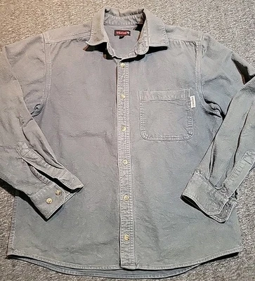 Wolverine Flannel Mens Sz MED Shirt Button Up Chamois Blue Grey 100% Cotton  - Image 1 of 4