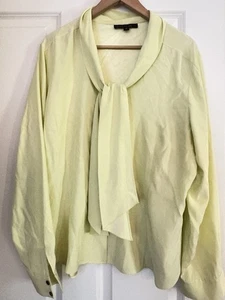 Top donna Lafayette 148 New York seta verde pallido manica lunga seta taglia 18 - Foto 1 di 4