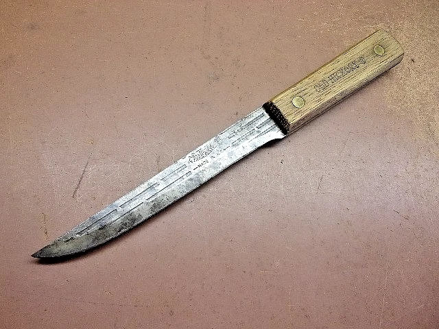 Cuchillo Old Hickory Tru-Edge 10 3/4" con pasadores de latón Full Tang Ontario Knife Co. EE. UU. Foto 1 de 4