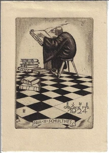 WALTER HELFENBEIN: Neujahrsgraphik P. F. 1924 für Paul H. Schulthes - Bild 1 von 1