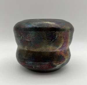 Raku Pottery 4” Vase Succulent Planter Handmade Artist Signed - Picture 1 of 8
