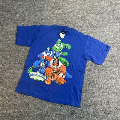 Vintage Power Rangers Time Force Shirt Boys Medium 5/6 Blue Graphic Saban 00s - Image 1 of 4